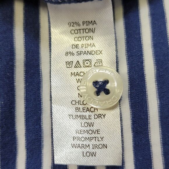 B Draddy Greg Polo 4-Way Stretch Pima Cotton Blend Sz XL Navy White Striped Mens - Picture 12 of 16